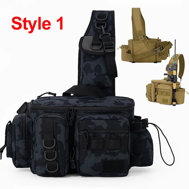 Fishing Tackle Sling Bag – Multi-Pocket Gear Storage Backpack