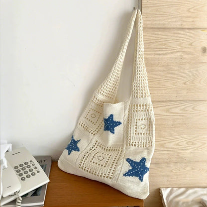 Knit Star Crochet Shoulder Bag – Hollow Beach Tote