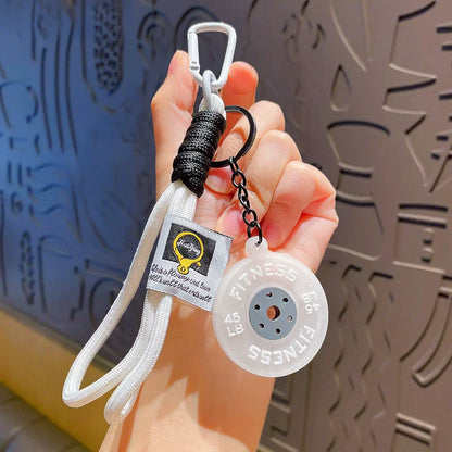 Fitness Weight Plate Keychain with Braided Wrist Lanyard