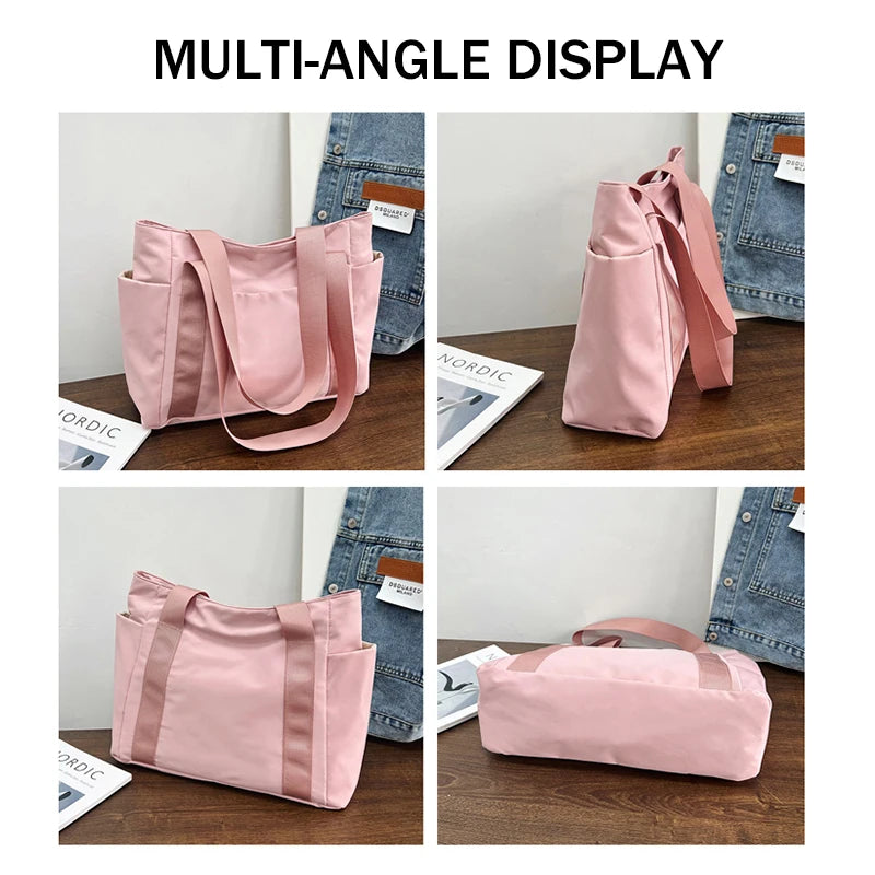 Women's Casual Tote Bag with Zipper & Multiple Pockets