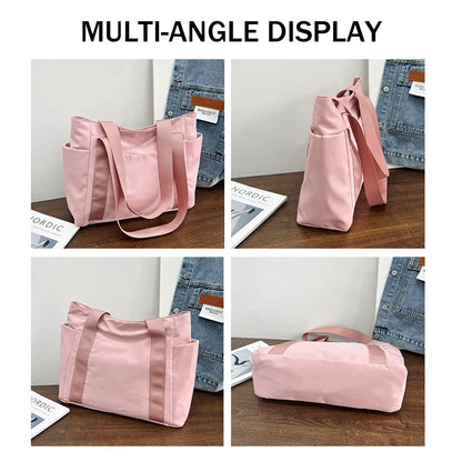 Women's Casual Tote Bag with Zipper & Multiple Pockets