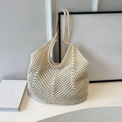 Crochet Tote Bag for Women – Large Boho Woven Shoulder Bag