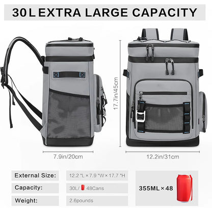 30L Insulated Cooler Backpack – Waterproof Leak-Proof Rucksack