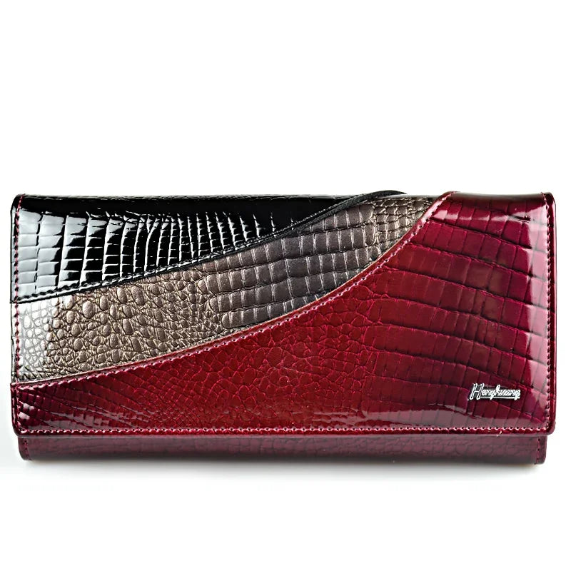Women's Alligator Leather Long Wallet – Multi-Color Hasp Purse