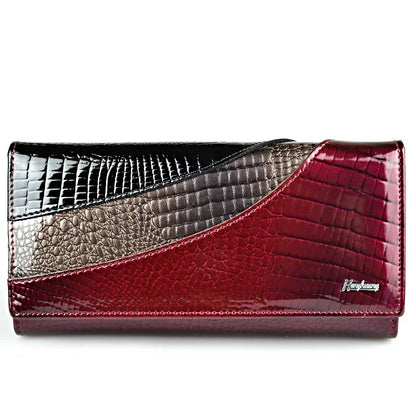 Women's Alligator Leather Long Wallet – Multi-Color Hasp Purse