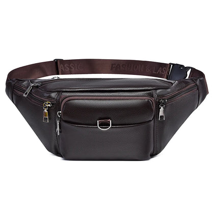 Men's Leather Fanny Pack Waist Bag – Retro Sling Chest Bum Bag