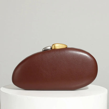 Shell Clutch Bag – Luxury PU Leather Lock Handbag with Chain Strap