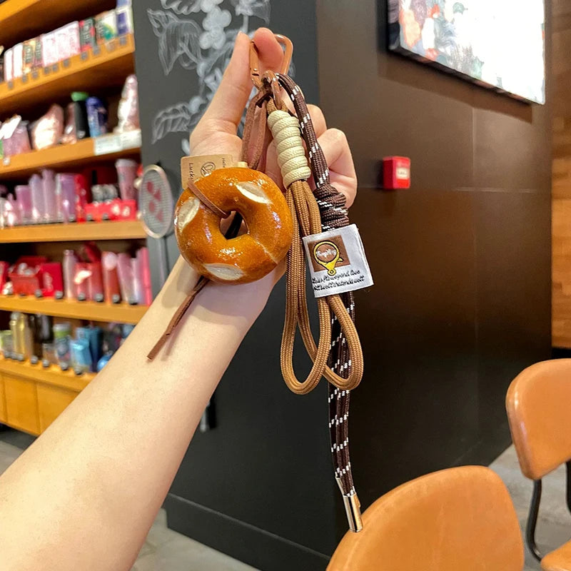 Cute 3D Food Charm Keychain – Woven Rope Bag Pendant