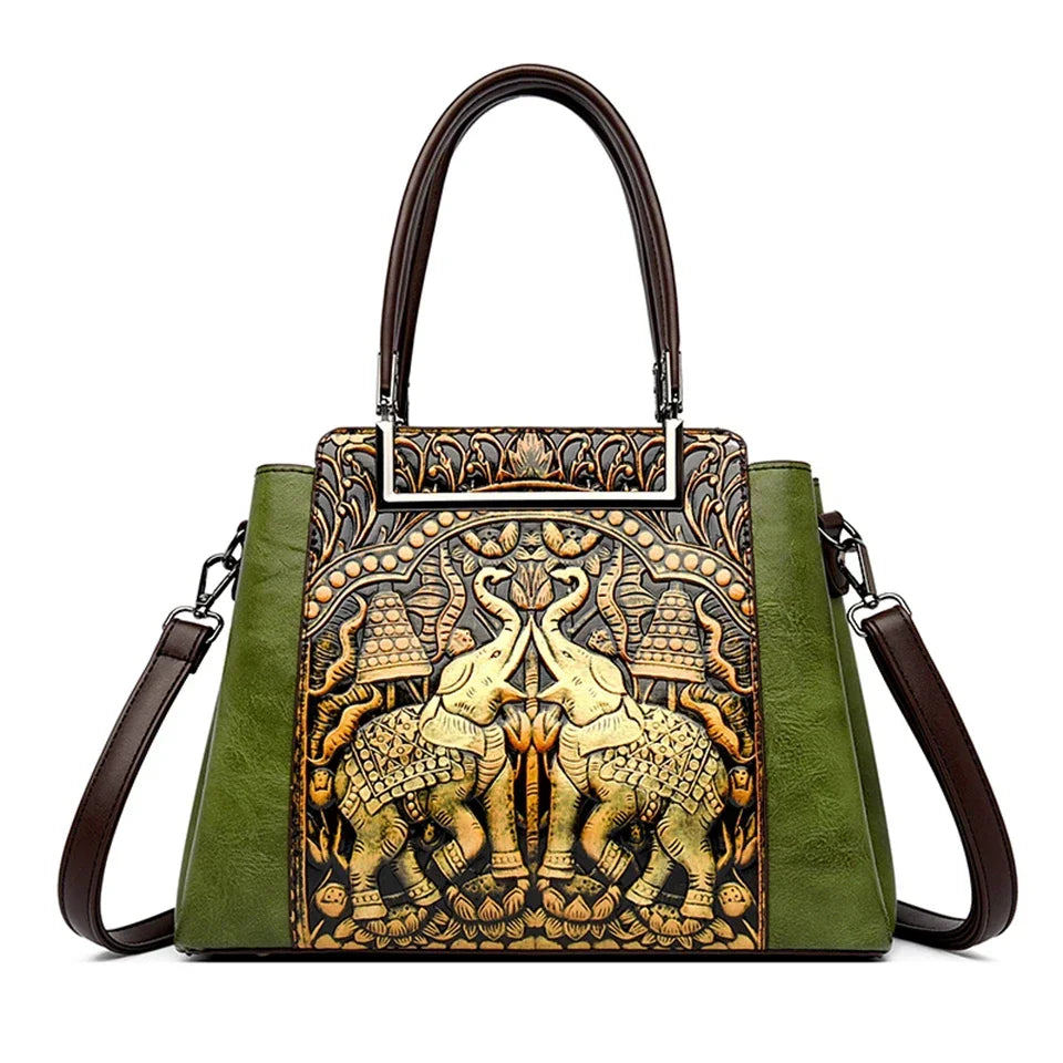 Vintage Embossed Handbag for Women – Large Capacity PU Leather Shoulder Bag