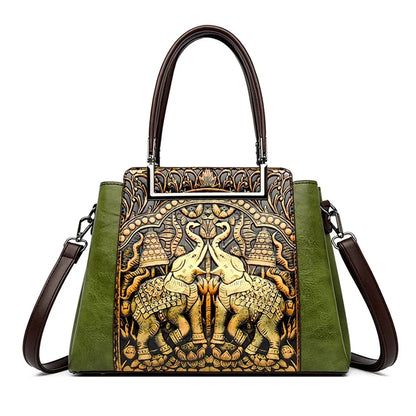 Vintage Embossed Handbag for Women – Large Capacity PU Leather Shoulder Bag