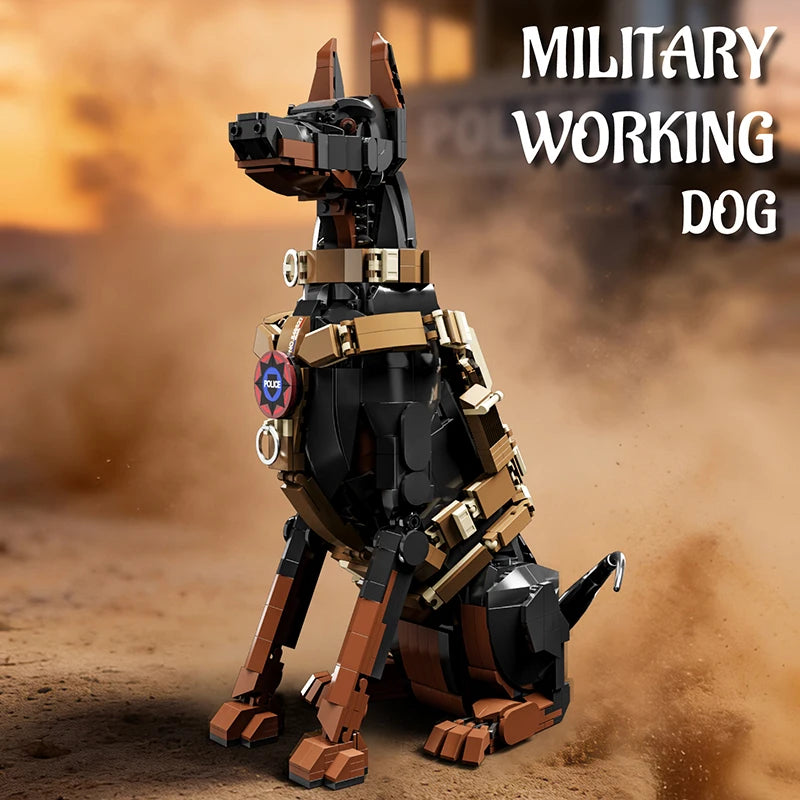 Doberman Police Dog Building Blocks Set – DIY Animal Brick Model