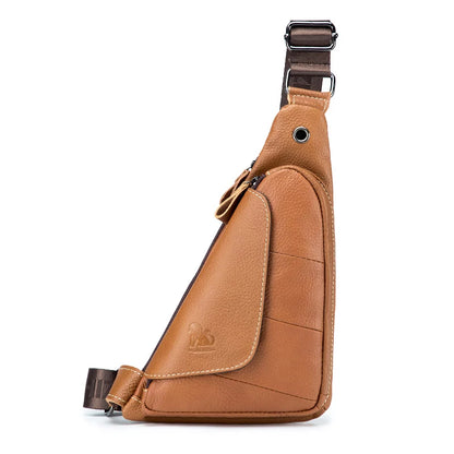 Genuine Leather Men's Triangle Sling Chest Bag – Retro Mini