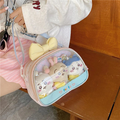 Itabag Transparent Crossbody Bag with Cute Bow & Doll Display Window