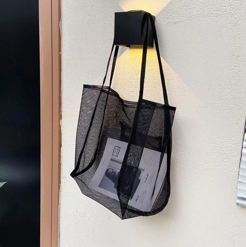 Mesh Handbag Tote – Large Capacity Shoulder Bag for Women