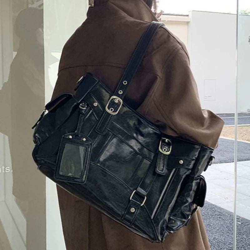 Y2K Large Capacity PU Leather Tote Bag for Women