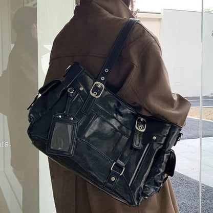 Y2K Large Capacity PU Leather Tote Bag for Women