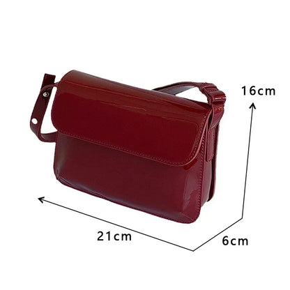 Retro Patent Leather Crossbody Bag for Women