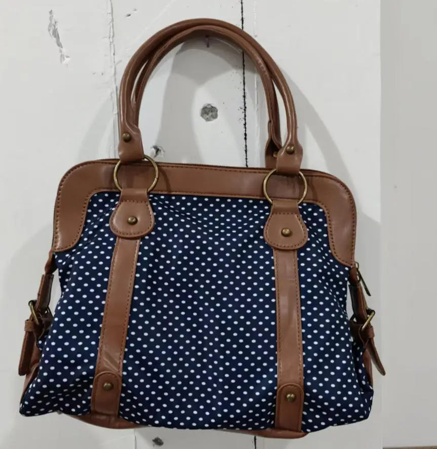 Y2K Polka Dot Shoulder Bag – Retro Satin Tote Handbag