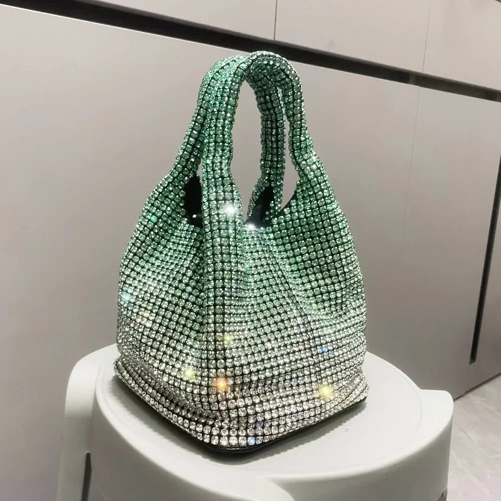 Rhinestone Crystal Bucket Bag – Luxury Sparkle Handbag