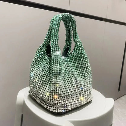 Rhinestone Crystal Bucket Bag – Luxury Sparkle Handbag