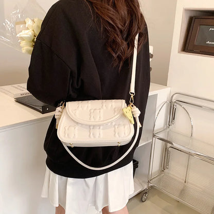 Moods Biscuit Design Shoulder Bags Women Flap Shape Crossbody Messenger Bag Dual-Strap Underarm