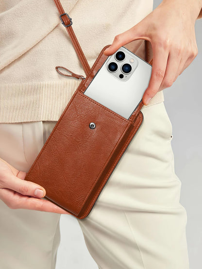 Crossbody Phone Bag – PU Leather Multi-Functional Retro Shoulder Bag