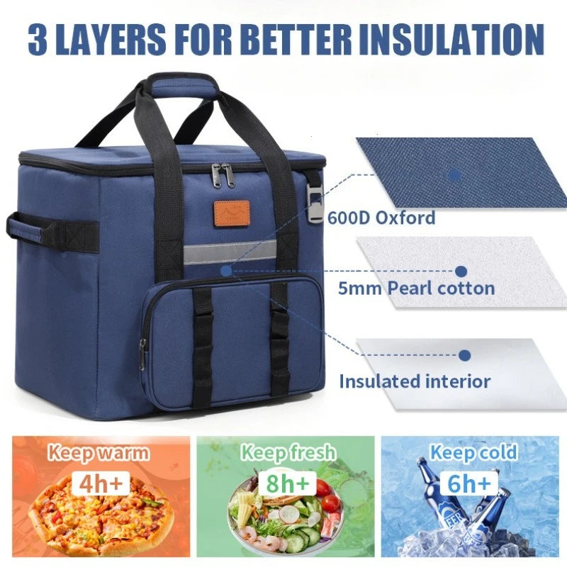 32L Large Insulated Cooler Bag – Leakproof Thermal Tote for Picnic