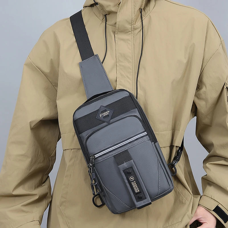 Men's Chest Bag Multi-Compartment Sling Shoulder Bag