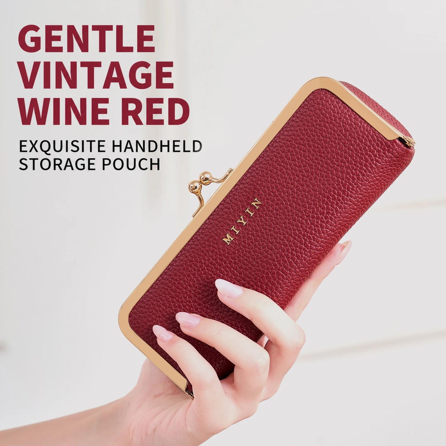 Women's Retro PU Leather Glasses Case Multi-Function Storage Box