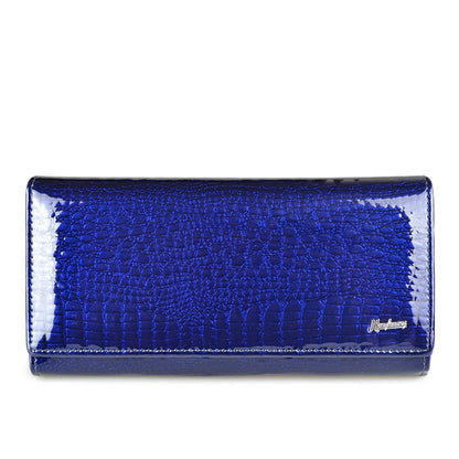 Alligator Embossed Genuine Leather Long Wallet for Women