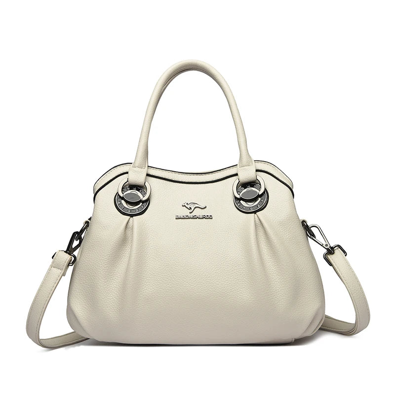 Soft PU Leather Handbag for Women – 3-Layer Shoulder & Crossbody Bag