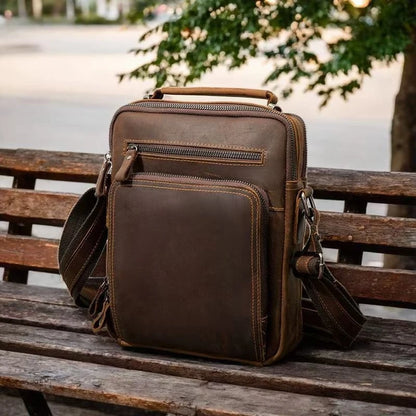 Genuine Leather Crossbody Messenger Bag – Vintage Men's Shoulder Bag