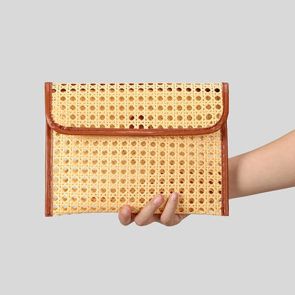 Rattan Clutch Bag - Woven Crossbody Shoulder Bag Summer