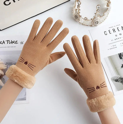Touchscreen Winter Gloves with Faux Fur Cuff – Warm Knit Gloves for Women & Men