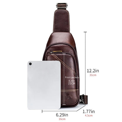 Genuine Leather Men's Chest Bag Sling Crossbody Bag