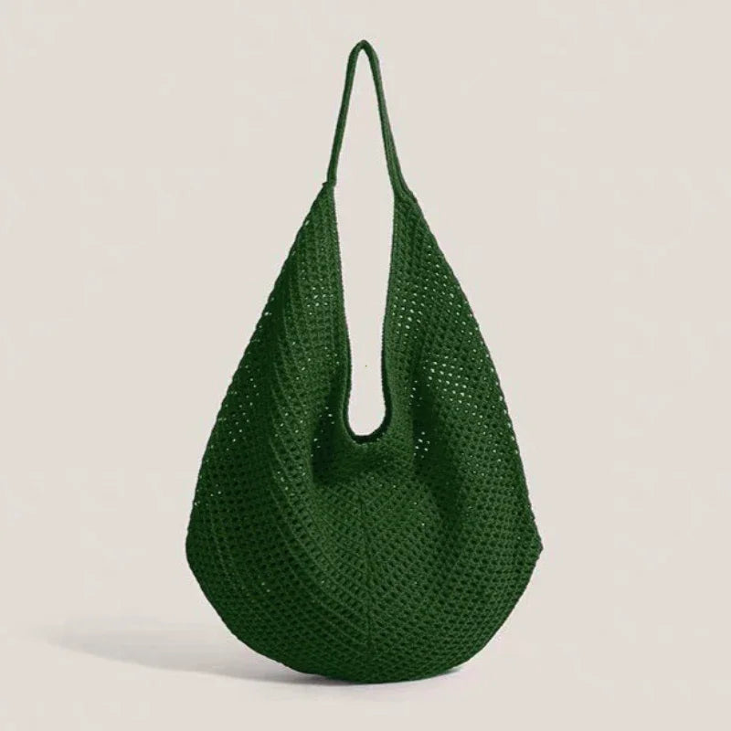 Women's Hollow Woven Crochet Tote Bag – Large Capacity Shoulder Handbag