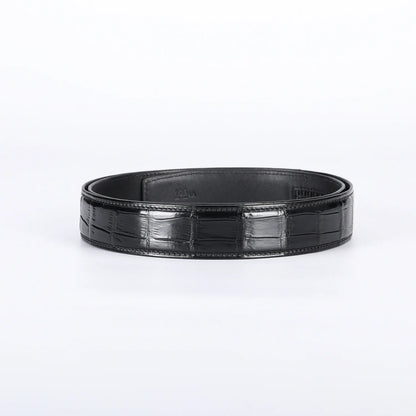 Crocodile Embossed Leather Ratchet Belt for Men – Automatic Slide Buckle