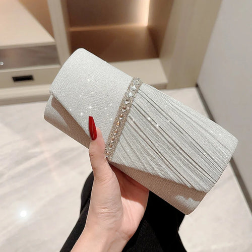 Glitter Evening Clutch Bag – Elegant Chain Shoulder Purse for Women