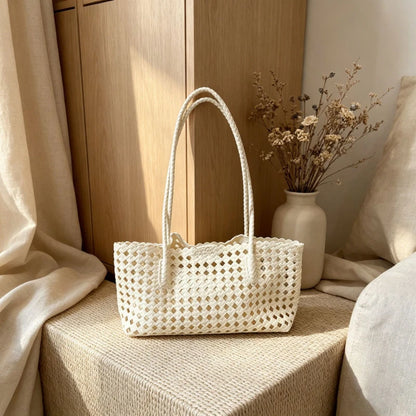 Hollow Woven Basket Shoulder Bag – Large Boho Vacation Tote