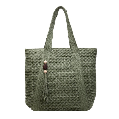 Woven Straw Beach Tote Bag for Women – Large Boho Shoulder Handbag