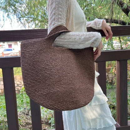 Straw Woven Tote Bag – Women's Large Capacity Beach Basket Bag