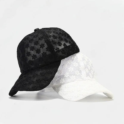 Summer Women S Lightweight Office Lady Lace Baseball Cap Embroidered Flowers Mesh Ventilation Sun