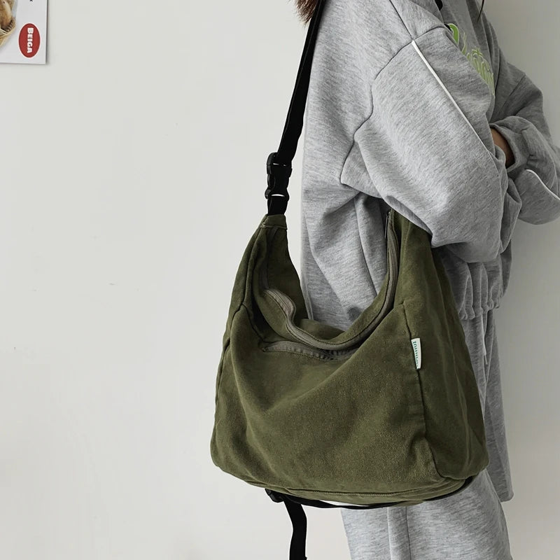 Canvas Crossbody Tote Bag for Women – Large Capacity Shoulder Bag