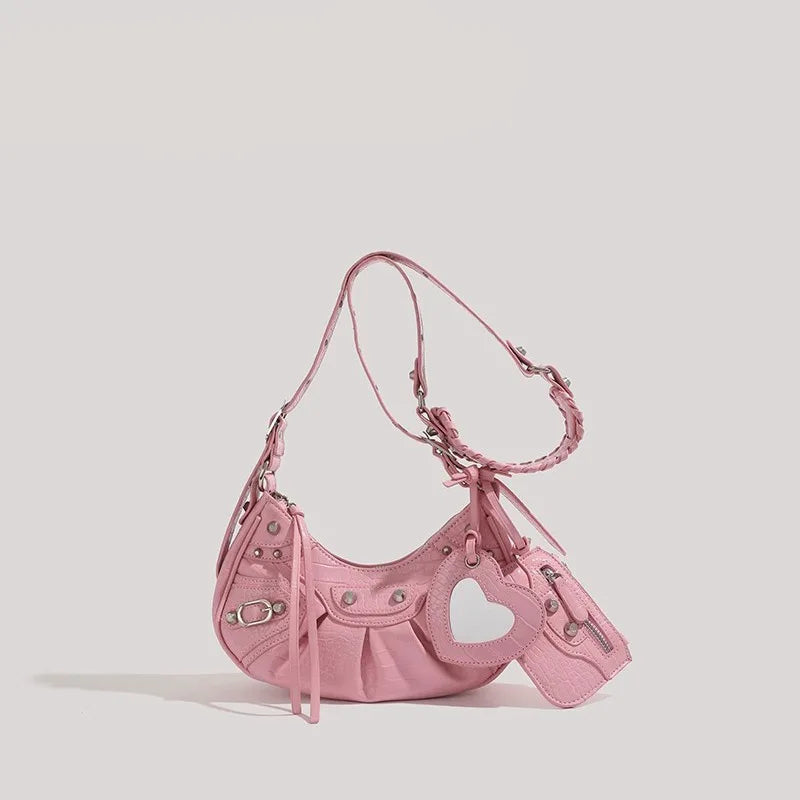 Crossbody Shoulder Bag for Women – Retro Studded Underarm Purse