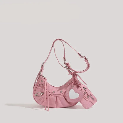 Crossbody Shoulder Bag for Women – Retro Studded Underarm Purse