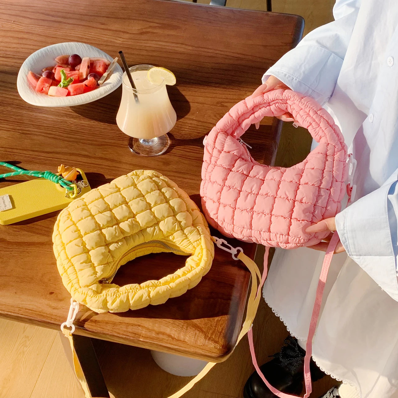 Quilted Puffer Shoulder Bag for Women – Lightweight Crossbody Handbag