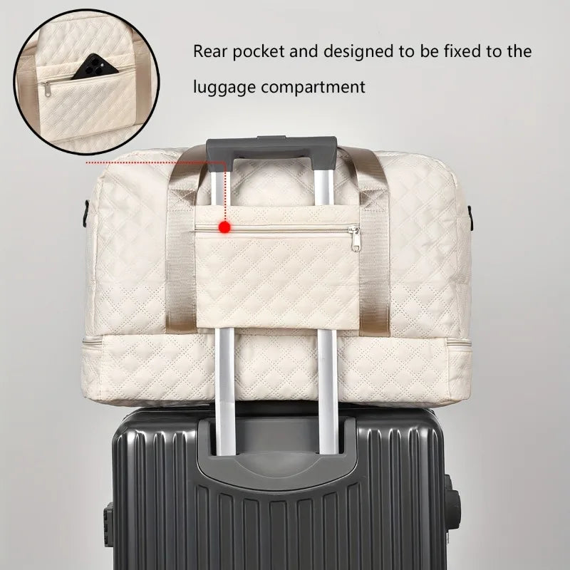 Large Capacity Nylon Travel Duffel Bag with Shoe Compartment