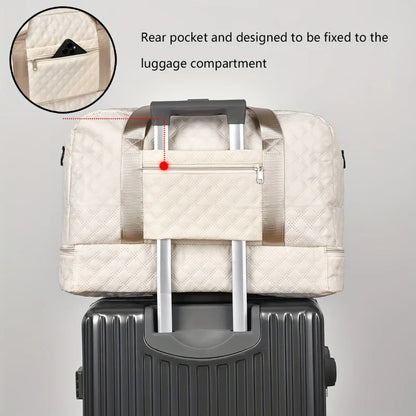 Large Capacity Nylon Travel Duffel Bag with Shoe Compartment