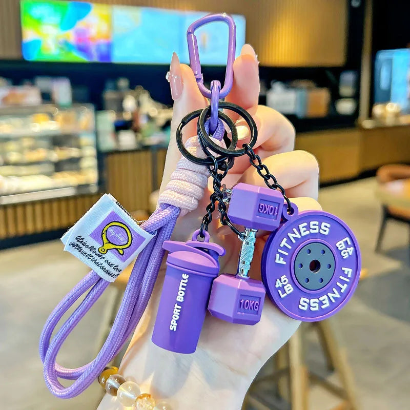 Gym Barbell Fitness Keychain – Silicone Weight Plate Charm