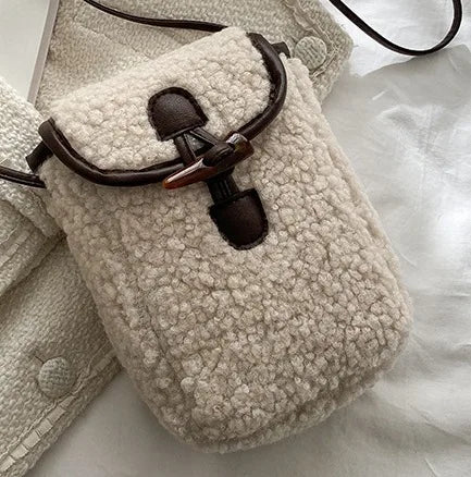 Faux Fur Plush Phone Bag – Women's Mini Crossbody Purse